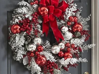 Flocked PVC Christmas Decoration Flower Wreath Vine Hanging Garland Artificial Crafts Tree Door Home Art Navidad Holiday Decor
