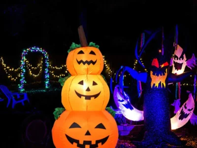 1.2M Halloween Inflatable Pumpkin with LED Lights – Outdoor Garden & Courtyard Decoration, Horror Tombstone Props