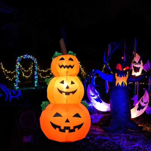 1.2M Halloween Inflatable Pumpkin with LED Lights – Outdoor Garden & Courtyard Decoration, Horror Tombstone Props