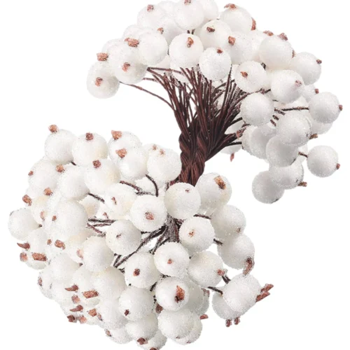 100/20Pcs Artificial Holly Berries – Mini Simulation Cherry Stamen for Wedding, Christmas, & Party Decor