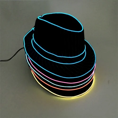 LED Fedora Hat - Concert, Grand Event, Nightclub, Masquerade Jazz Top Cap, Luminous Hat for Men and Women, LED Panama Gangster Hats