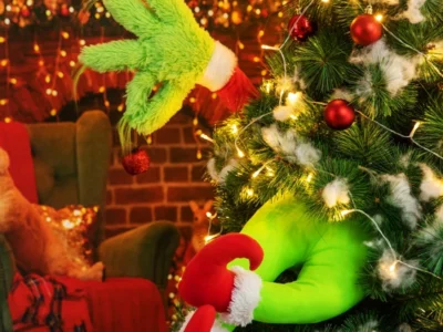 Elf Christmas Tree Decoration Doll Green Fur Monster Arm Doll Elf Decorations Xmas Room Tree Decor