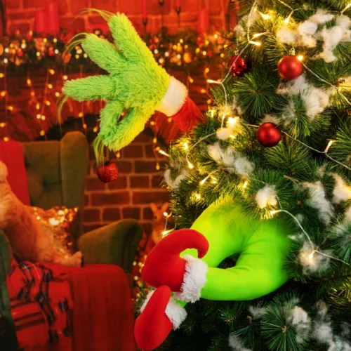 Elf Christmas Tree Decoration Doll Green Fur Monster Arm Doll Elf Decorations Xmas Room Tree Decor