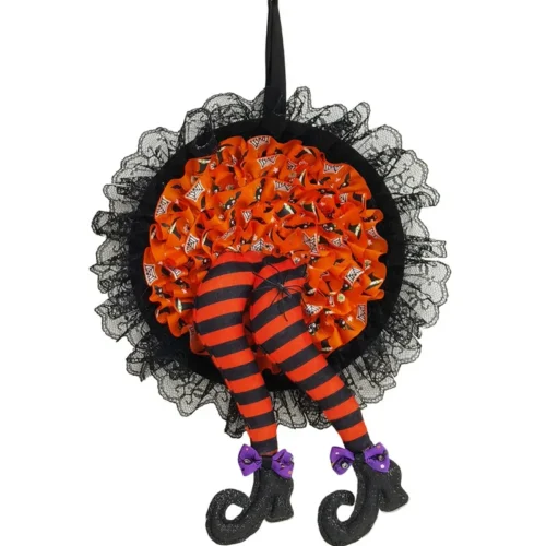 Mummy Wreath Shape Halloween Decoration for Home Door, Window, or Wall Hanging / Fun and Scary Plastic Decoration for Party Garlands