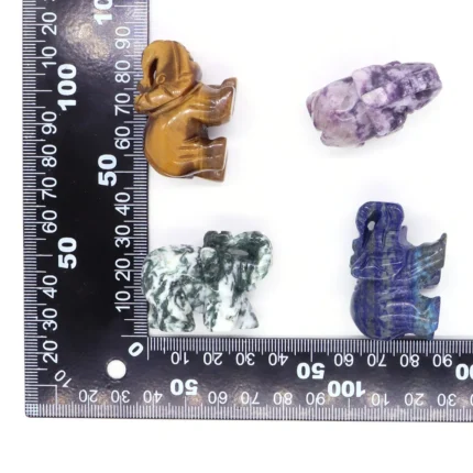 1.5" Elephant Statue - Natural Crystal Rose Quartz, Amethyst, Obsidian Carved Animal Figurines | Home Decor Craft