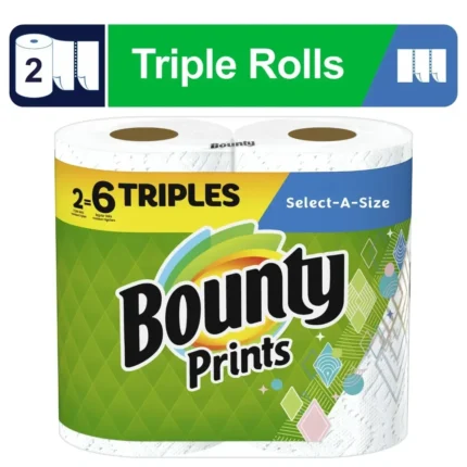 Paper Towels – 2 Triple Rolls, Printed, Clean, Simple, Effective, Soft, and Comfortable, Suitable for Kitchen and Living Room