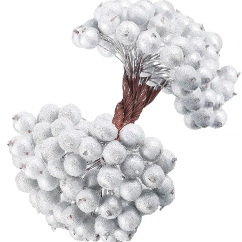 100/20Pcs Artificial Holly Berries – Mini Simulation Cherry Stamen for Wedding, Christmas, & Party Decor