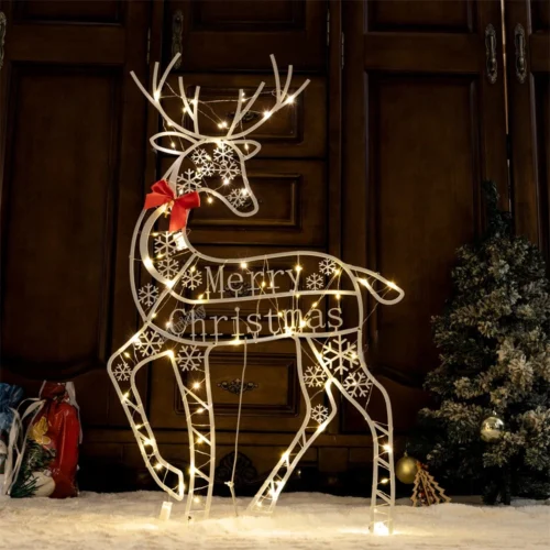 3-Piece Lighted Reindeer Family Set – LED Christmas Decor for Indoor and Outdoor Yard