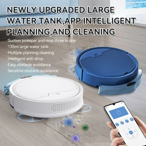 Efficient New 3-in-1 Robot Vacuum Cleaner – Wireless Sweep and Wet Mop for Floors & Carpets