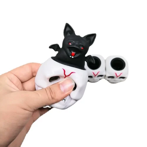 Halloween Pumpkin Ghost Skull Bat Extrusion Props – Decompression Thermoplastic Rubber Squeeze Bouncy Ball Toy - Image 2
