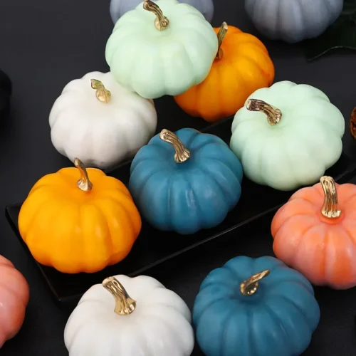 6cm Multicolor Foam Pumpkin – Gold, Orange, Pink Artificial Pumpkins - Image 2