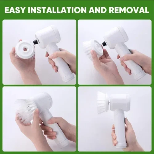 Powerful Electric Spin Scrubber – 5 Brush Heads, USB Charging, for Bathroom & Kitchen