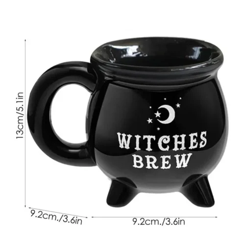 Creative Witches Brew Witch Cauldron Coffee Mug – Black Ceramic Coffee Cup - Image 5