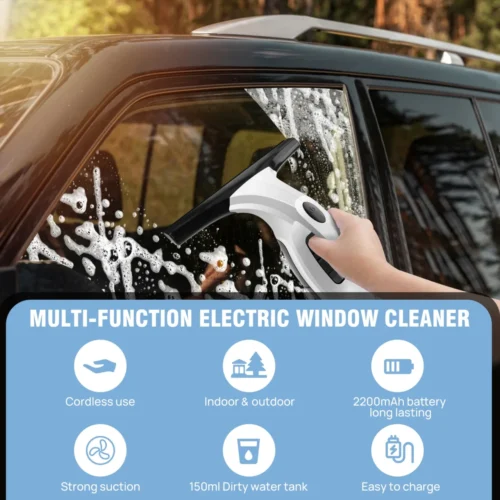 Reliable Cordless Window Vac Cleaner – 28cm Squeegee, 150ml Tank, Streak-Free Results