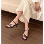 High Heel Women Slippers - Fashion Open Toe Narrow Band Slides, Outdoor Casual Office Lady Sandalias