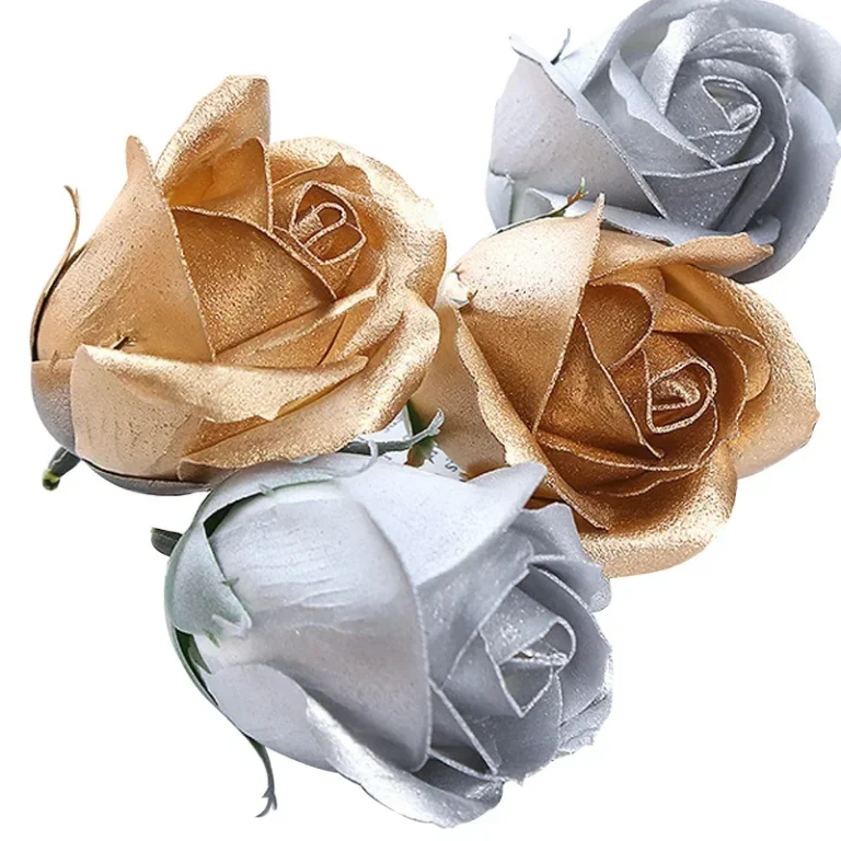 25/50pcs Gold & Silver Artificial Rose Flower Heads - Fake Roses for Wedding, Valentine’s Day, DIY Gifts, and Home Decoration