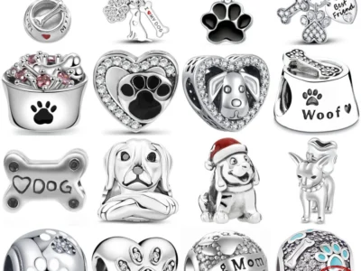 New 925 Sterling Silver "Friend Dog Mom Woof" Pet Charm - DIY Dangle Beads | Fits Original Pandora Bracelet | Fashionable Women's Jewelry