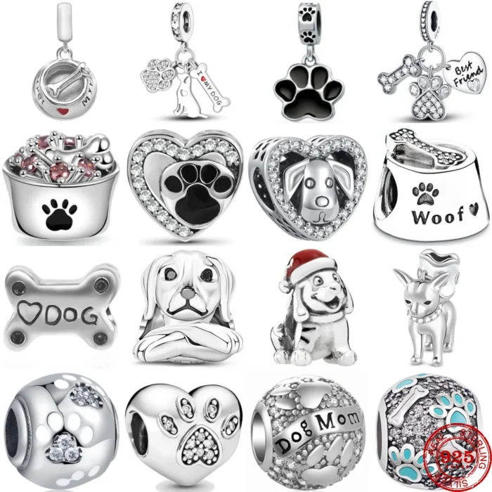 New 925 Sterling Silver "Friend Dog Mom Woof" Pet Charm - DIY Dangle Beads | Fits Original Pandora Bracelet | Fashionable Women's Jewelry