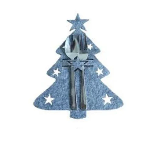 Christmas Cutlery Holder Knife and Fork Pocket Bag Cutlery Cover Star Tree Elk New Year Christmas Party Dinner Table Decoration