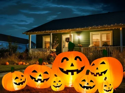 7.5FT Inflatable Halloween Pumpkin Pile with Built-in LED Lights