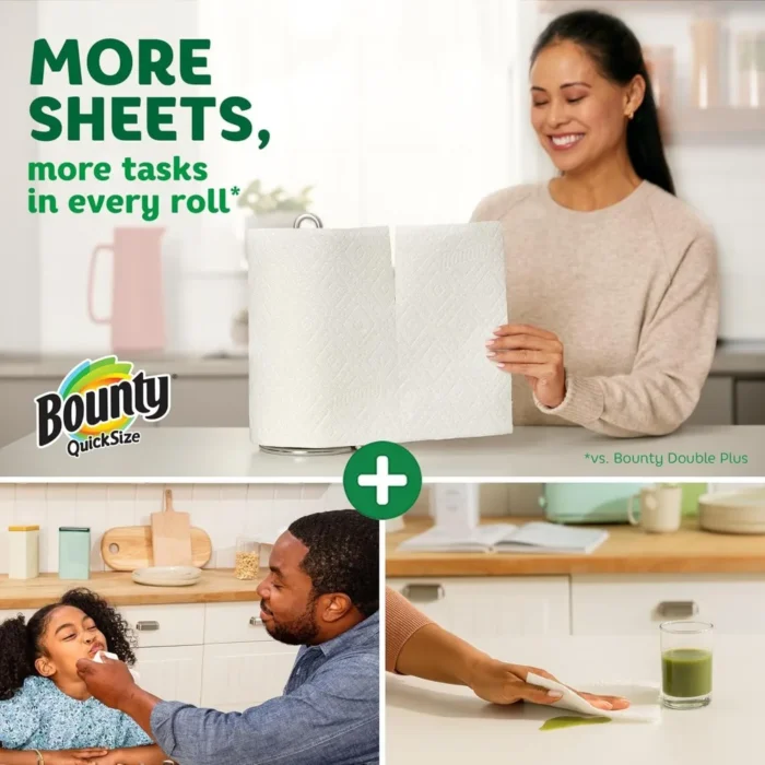 Quick-Size Paper Towels, White – 16 Family Rolls Equivalent to 40 Regular Rolls