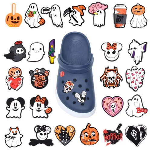 Halloween Ghost Shoe Charms – 1pc PVC Accessory for DIY Kids’ Shoes