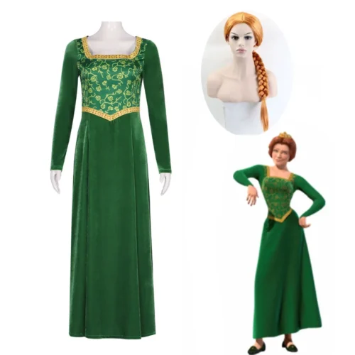 Anime Princess Fiona Green Dress – Shrek Cosplay Costume for Adults | Halloween Fancy Dress & Fantasy Party Suit
