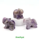 1.5" Elephant Statue - Natural Crystal Rose Quartz, Amethyst, Obsidian Carved Animal Figurines | Home Decor Craft