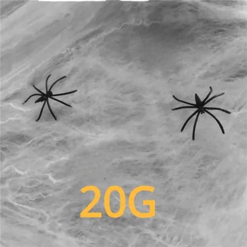 Glow-in-the-Dark Spider Webs with Fake Spiders – White Stretch Cobwebs for Halloween - Image 7