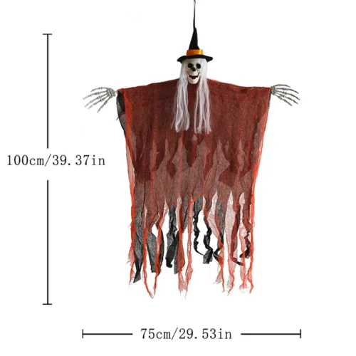 Hooded Skeleton Hanging Ghost Decoration – Halloween Party Haunted House Scene Props - Image 10