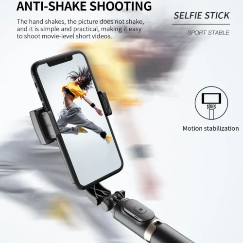 Q08 Handheld Gimbal Stabilizer, Bluetooth Smartphone Stabilizer with Folding Tripod, 360° Rotation