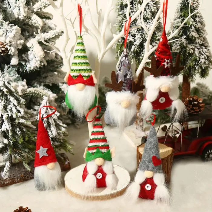 2SETS Christmas Gnomes Plush Santa Couple Doll – Xmas Gonk Dwarf Elf Tree Pendant, Plush Toy Gift Ornaments for Kids and Lovers