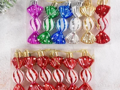 6pcs Christmas Candy Cane Pendants – Red Candy Crutch Xmas Tree Hanging Decoration for Home, New Year Gifts, Navidad Noel Ornaments