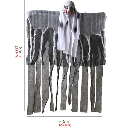 Hooded Skeleton Hanging Ghost Decoration – Halloween Party Haunted House Scene Props - Image 2