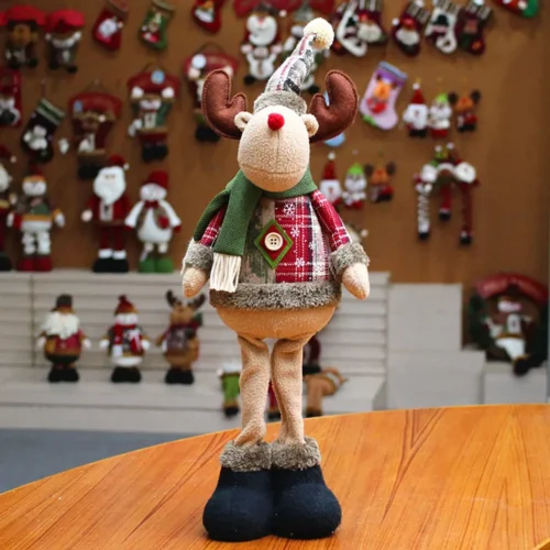 Christmas Santa, Snowman, and Reindeer Decorations – Leg Table Mantel Decor