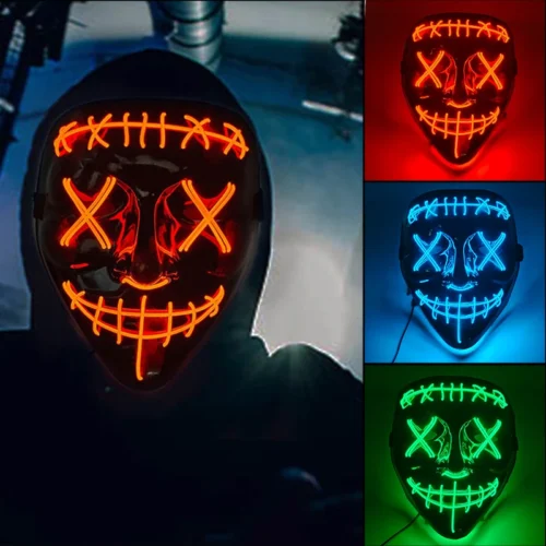 Wireless Halloween Scary Glowing Mask – Luminous LED Purge Mask