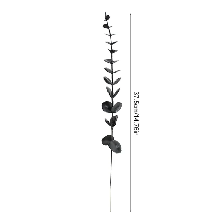 10/20Pcs Black Artificial Eucalyptus Branches – Faux Real Touch Leaves for Halloween, Centerpieces, & Home Decor