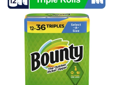 Triple Rolls, White, 135 Sheets Per Roll, 12 Count, More Absorbent for Cleaning Up Messes Around the House