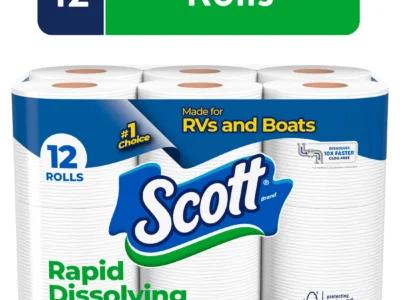 Rapid-Dissolving Toilet Paper for RVs & Boats 12 Double Rolls Free of Perfumes or Scents So No Need To Worry about Allergies