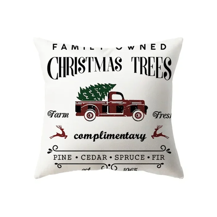 Merry Christmas Decorative Print Pattern Cushion Cover Home Living Room Sofa Decoration Square Polyester Pillow