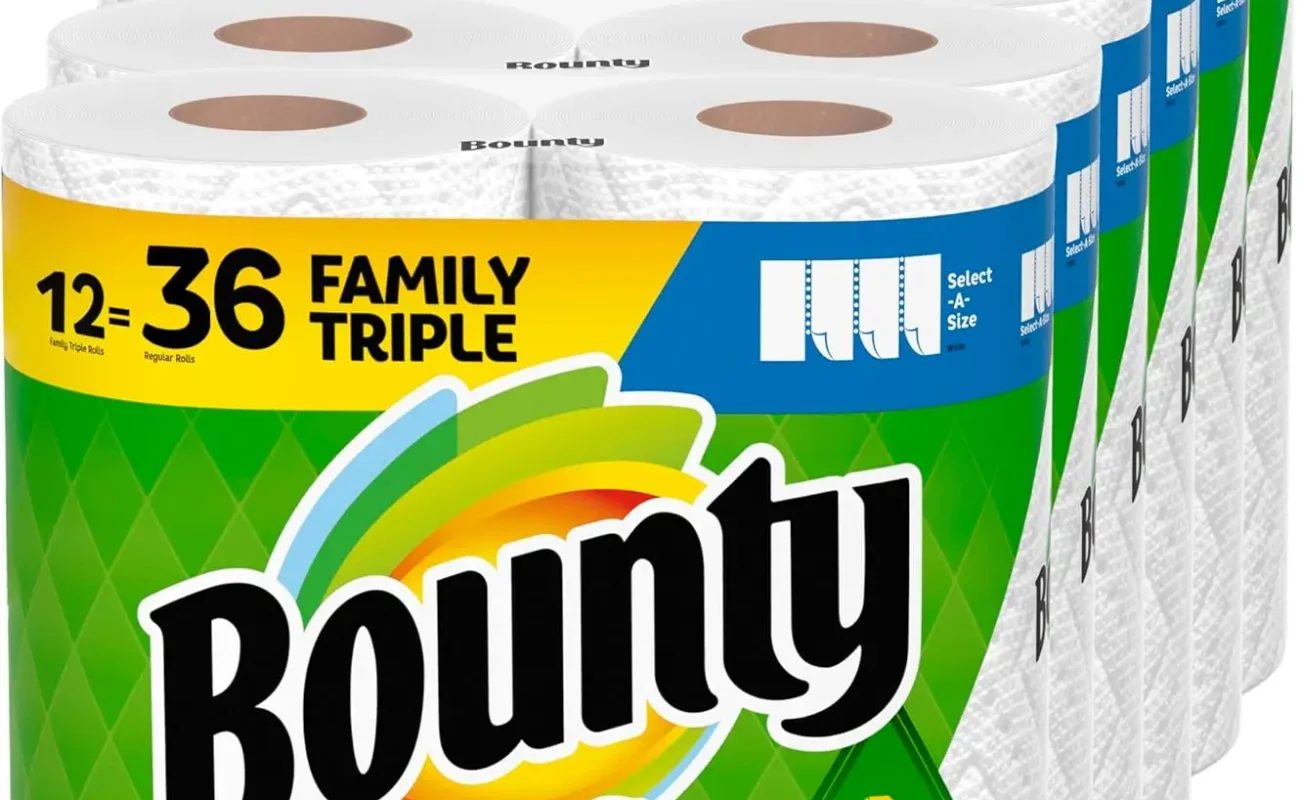 Bounty Quick-Size Paper Towels, White, 12 Family Triple Rolls = 36 Regular Rolls