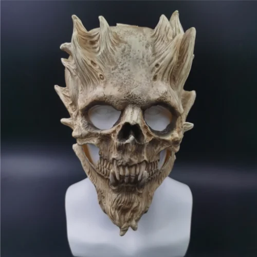 Halloween Demons Skeleton Mask – Scary Old Bones Skull Half Face Mask - Image 2