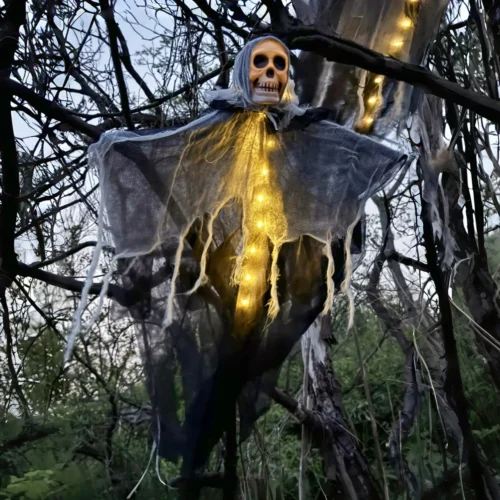 Halloween Ghost with LED Light – Glow Hanging Skull Ornaments
