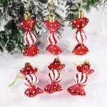 6pcs Christmas Candy Cane Pendants – Red Candy Crutch Xmas Tree Hanging Decoration for Home, New Year Gifts, Navidad Noel Ornaments