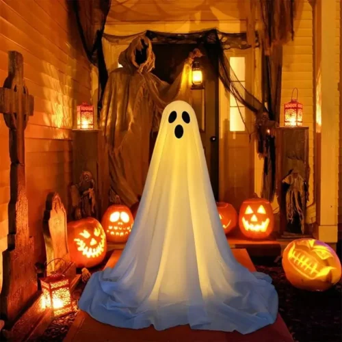 Spooky Ghost Halloween Decor Light Strings – Battery-Powered Home Decoration, Standing Ghost for Porch & Courtyard - Image 2