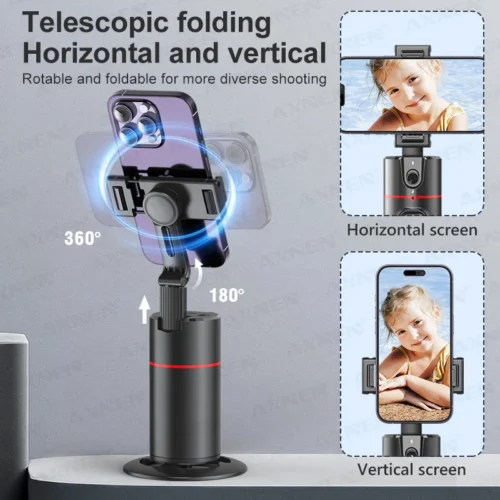 P02 360° Rotation Gimbal Stabilizer, Follow-up Selfie Desktop Face Tracking Gimbal with Remote Control