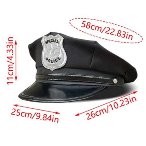 Police Cop Hat – Boys & Girls Halloween Cosplay, Policeman Performance Hat, Y2K Style - Image 3