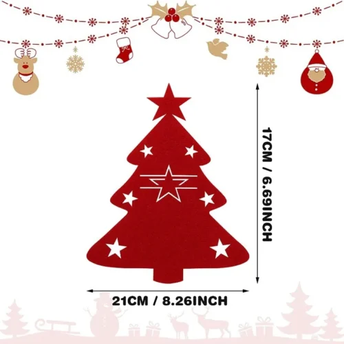 Christmas Cutlery Holder Knife and Fork Pocket Bag Cutlery Cover Star Tree Elk New Year Christmas Party Dinner Table Decoration