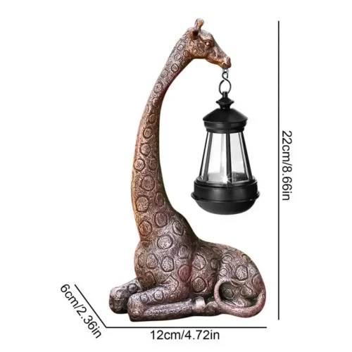 Outdoor Giraffe Lamp Decor | Giraffe Statue with Solar Lantern for Garden and Yard Décor