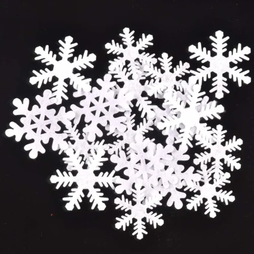 50pcs White Artificial Snowflake Felt Appliques – 50-70mm for DIY Scrapbooking, New Year Crafts, & Christmas Party Decor